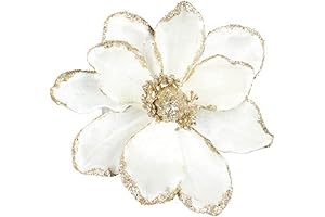White Roses for Christmas Tree Decoration - 10 Pcs Glitter Artificial Flowers