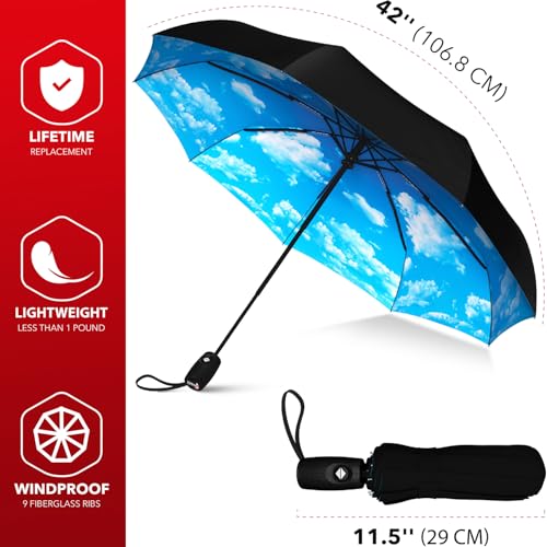 image for Repel Umbrella Windproof Travel Umbrellas for Rain - Easy Auto Open Cl