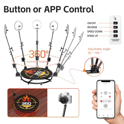 JIYANG 360 Photo Booth,360 Photo Booth Machine for Parties with Flight Case,Automatic Slow Motion Rotating 360 Video Camera Booth Selfie Platform(27''-CD+Flight Case)