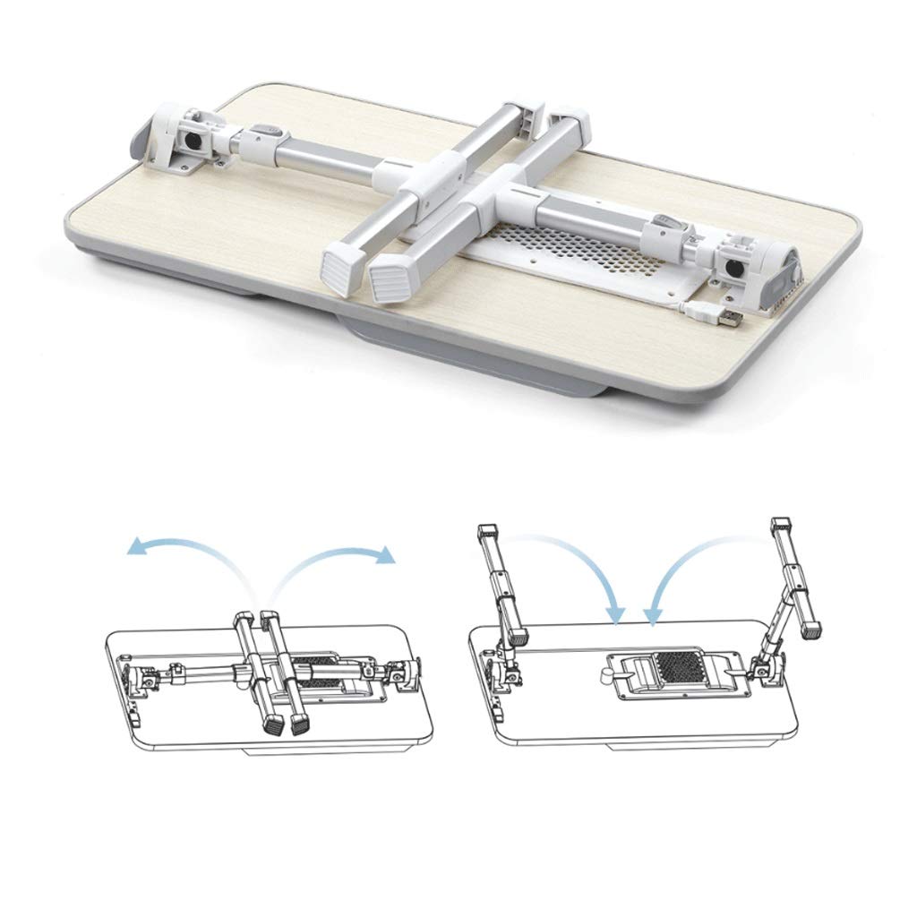 Tavolo da Campeggio Pieghevole Tavolo da tavola for laptop del tavolo pieghevole con gambe pieghevoli, vassoio for la colazione del letto di legno, scrivania del computer portatile della compressa del
