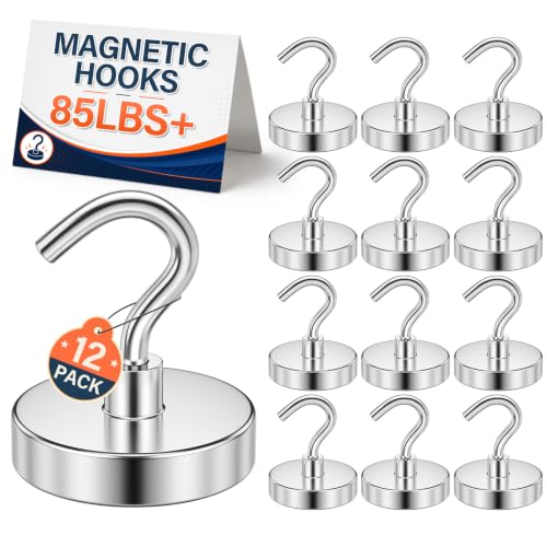 Image of FINDMAG Magnetic Hooks, Cruise Magnets, 12 Pack 85LB+, Silver