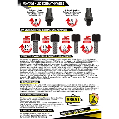 Rétroviseur Moto Homologué E Set complet M10 M8 pour Beverly 300S - 6