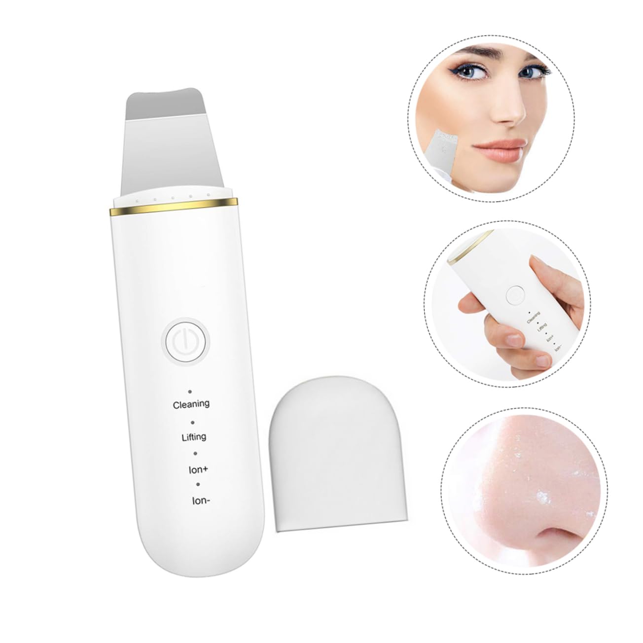 MAGICLULU Strumento di Bellezza per Rimozione Punti Neri Ultrasuoni Pala di Bellezza per Pulizia Viso e Detergente per Pori del Viso Resistente all Acqua