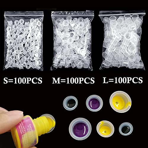 Image of Tattoo Ink Caps, Urknall 300pcs Ink Cups Pigment Caps Disposable Cups for Tattooing Mixed Szie 100pcs #S 100pcs #M 100pcs #L for Tattoo Ink Supplies