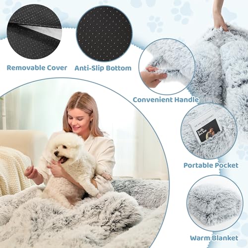Human Dog Bed for Adults, 46 x 10 x 76 Long Human Size Dog Bed, Removable Cover, Orthopedic Design, [Light Grey]