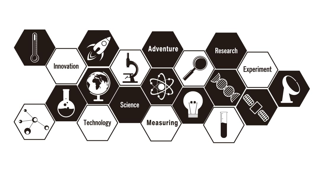 YOYOYU ART HOME DECOR Science Technology Wall Stickers for School Laboratory Scientist Chemical Wall Decal Experiment Education Wall Stickers AM154 (Black)