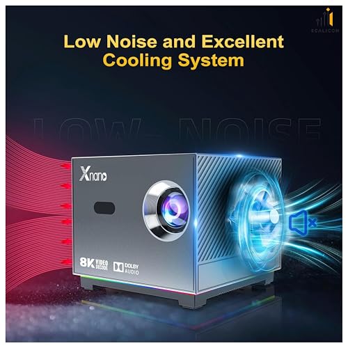 Image of XNANO Netflix Licensed 4K Projector with WiFi 6 & Bluetooth 5.0 | 300 ANSI Brightness, 8K Decode, Dolby Audio, Electric Focus, 4D /4P Keystone, RGB Lights | Home & Outdoor Smart Projector
