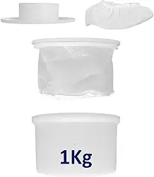 Forma Completa Redonda 1Kg Para Produção de Queijos Minas Padrão Parmesão + Prensador Dessorador e Tela