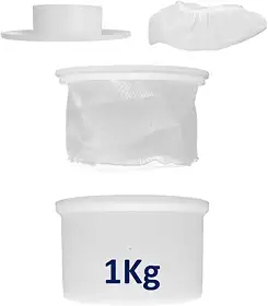 Forma Completa Redonda 1Kg Para Produção de Queijos Minas Padrão Parmesão + Prensador Dessorador e Tela