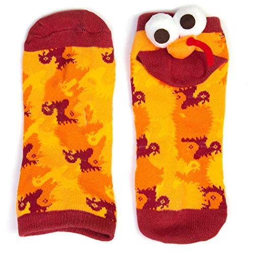 Gone For a Run Turkey Socks - Pom Pom Ankle - Thanksgiving Turkey Trot