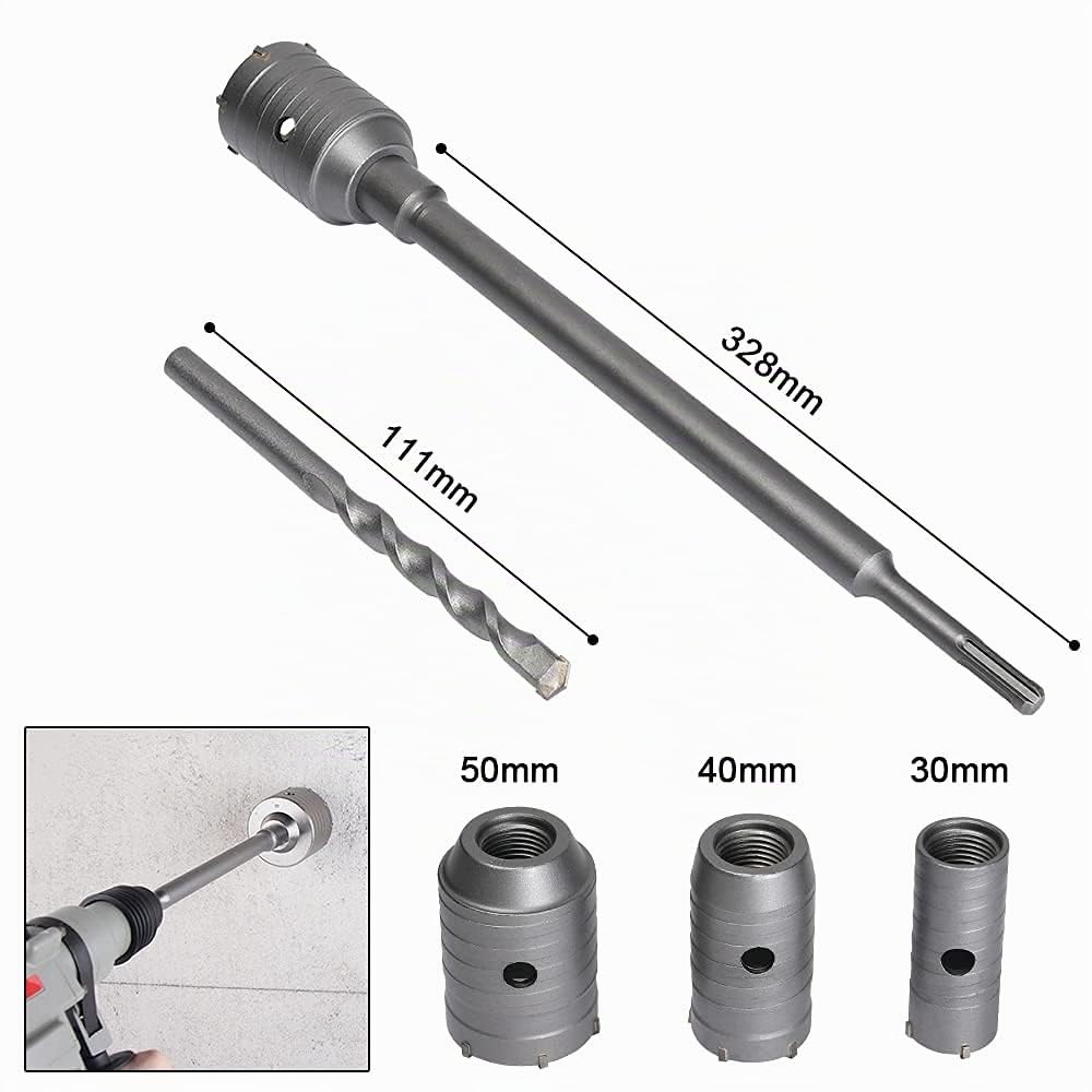 Flintronic® Brocas SDS Plus Hormigon, Brocas para Martillo, Brocas Cruzadas Hormigon Broca de Impacto para Hormigón, Cerámica (traje, Ø30mm,40mm,50mm)