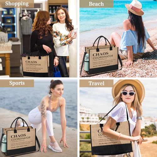 Image of Chaos Coordinator Gifts, Personalized Tote Bag Beach Bag for Women, Administrative Professional Day, Birthday, Christmas Appreciation Gifts for Coworker Employee Boss Lady Manager Teacher Nurse