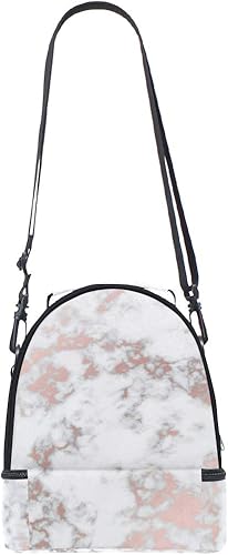 Miniatura 4 de ALAZA Hipster - Lonchera doble portátil con diseño de mármol y oro rosa, bolsa de almuerzo aislada para exteriores (Multi1)
