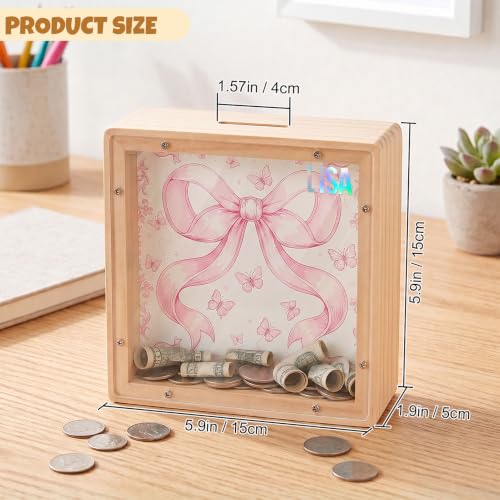 Image of MHJY Wooden Piggy Bank for Kids Personalizable DIY Coin Bank for Girls Boys