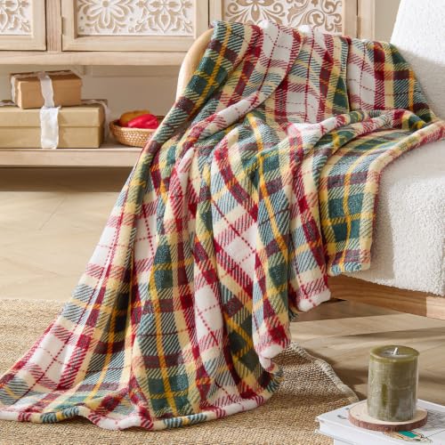 Image of BEDELITE Plaid Fleece Twin Blanket, Christmas Tartan 60x80 Inches