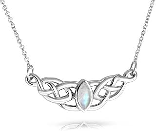 Moonstone Amistad Irlandesa Celta Trinidad Amor Nudo Collar Colgante De Plata Esterlina 925 Mujer 18 Pulg.
