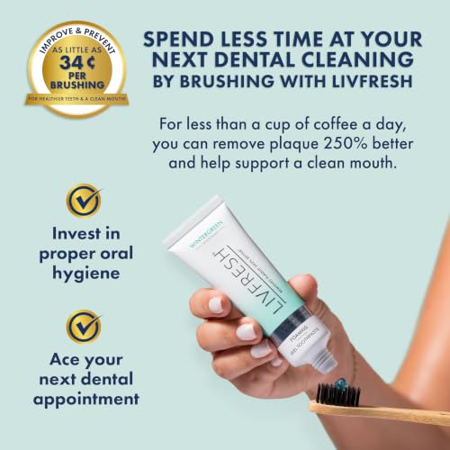 Image of LIVFRESH Toothpaste Gel, Clinically Proven to Remove Plaque 250% Better, Does Not Irritate Gums, Reduces Tartar Buildup, Freshens Breath, SLS Free Dental Gel, Wintergreen, 3 Pack