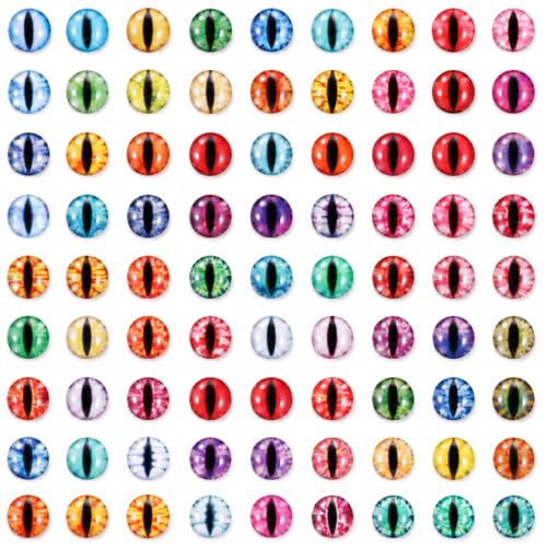 200 Pcs 10mm Dragon Eyes Flatback Dome Cat Eyes Assorted Colors Cabochon Eye Half Round Dragon Eye for Clay Doll Jewelry Making Craft DIY