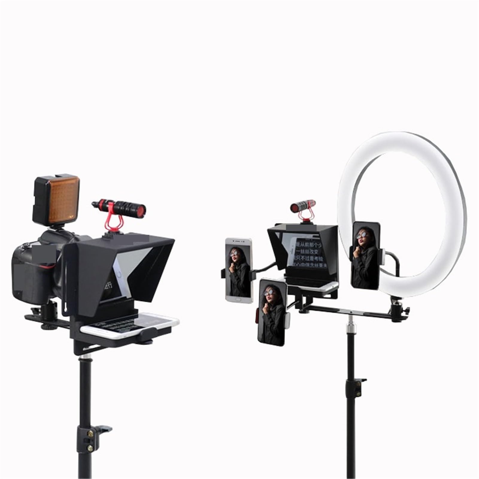 Teleprompter, Teleprompter Tragbares Prompter-Smartphone Für Nachrichteninterviews Von Sprache DSLR-Kameras Mobiltelefon Mit Fernbedienung für Live-Streaming(Phone Version)