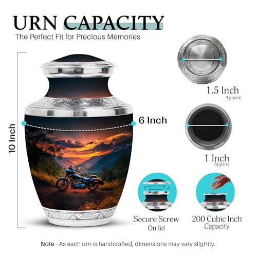 Image of Bike Urn for Ashes Cremation Urn Human Ashes 10 Inch Large | Cremation Urn Human Ashes, Memorial for Mom & Dad, Large Urns for Adult Human