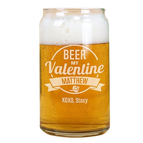 GiftsForYouNow Engraved Beer My Valentine Beer Can Glass