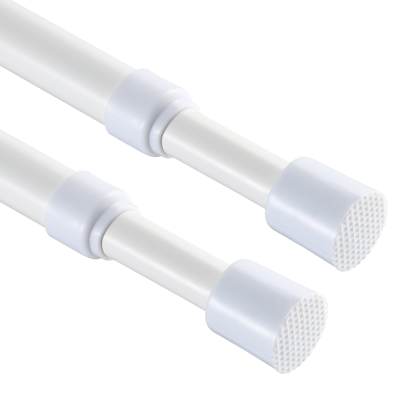 2 Pcs Tension Rod, OEH Tension Curtain Rod, No Drilling Rustproof Tension Rods for Windows 28 to 48 inch, Spring Adjustable Tension Rods for Closet, Bathroom, Kitchen, Cupboard, White (28-48 inch)