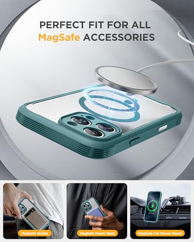 Image of Miracase Magnetic for iPhone 16 Pro Case Full-Body Phone with Built-in Glass Screen Protector, [Compatible with MagSafe] Military Drop Proof 16 Pro Cover Bumper 6.3 inch, Green