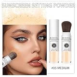Sunscreen Setting Powder SPF 35, Mineral Brush Powder for Face & Scalp, Oil Control Natural Matte Finish Loose Powder Translucent Lasting Lightweight Breathable for All Skin (#05 Medium)