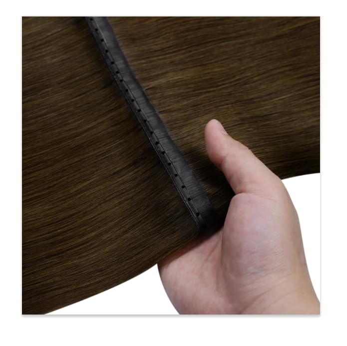 Image of Full Shine Butterfly Weft Hair Extensions 24 Inch 100g Medium Brown | Fullness Boost, Genius Weft Side, Layered Hairstyle Users, Vacation Style, Easy Wear & Remove, Long Straight Hairstyle
