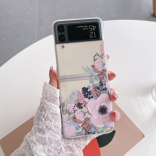 Coque transparente Samsung Z Flip 4 avec motif fleur peinte
