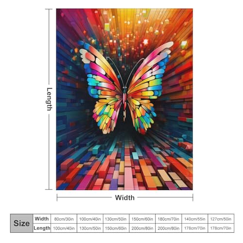 Couverture légère en polaire douce et chaude motif papillon impression 3D - 6