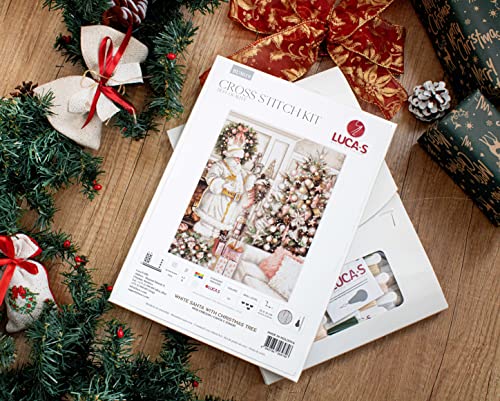 Luca-S Cross-Stitch Kit Santa In White Coat, Counted Cross-Stitch Kit For Adults, Embroidery Needlecraft Set #TOP2