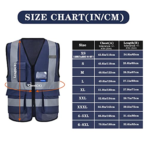 A-Safety Protective Reflective Safety Vest Workwear,Hi Vis Working Vest,Navy L #TOP1
