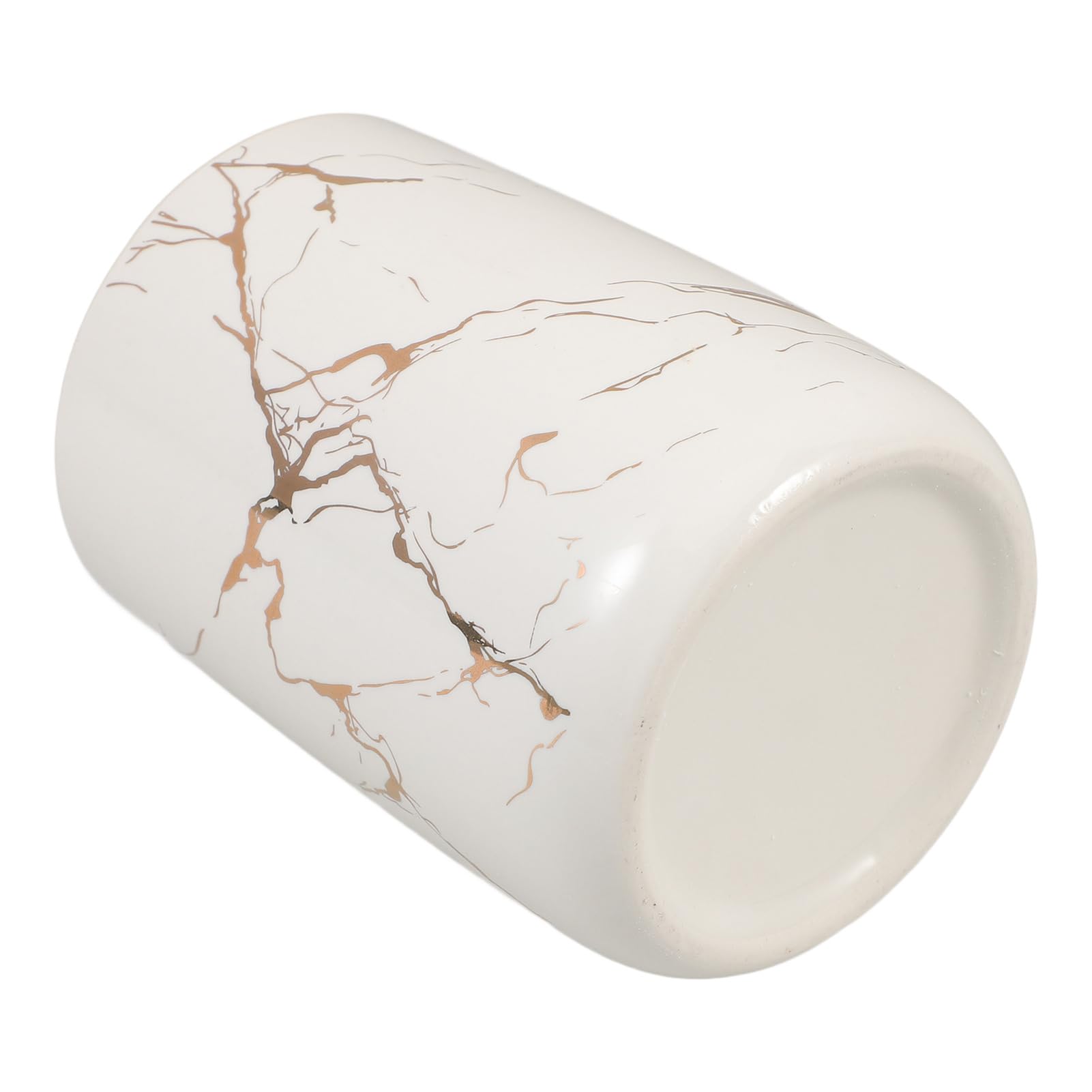 Ciieeo Bicchiere Portasapone in Ceramica Bianco Motivo Marmo, Resistente alla Deformazione, Superficie Liscia, Accessorio Moderno per Bagno e Cucina