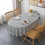 nappe enduite ovale rayures Dimensions de la table : la nappe mesure 134,6 x 177,8 cm, taille de la table : 71,1 x 121,9 cm à 91,4 x 137,2 cm, nappe rectangulaire/ovale, 6 places, table de salle à manger de banquet