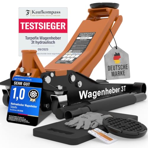 Tarpofix® Wagenheber 3t hydraulisch mit Doppelzylinder [FAZ Testsieger] – Ansicht 1