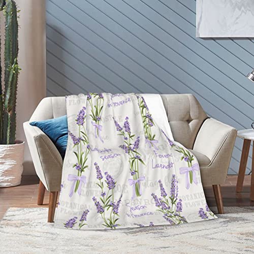 Perinsto Watercolor Lavender Flowers Throw Blanket Ultra Soft Warm All Season Decorative Fleece Blankets For Bed Chair Car Sofa Couch Bedroom 80"X60" #TOP3