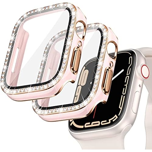 Goton 2-Pack Bling Case with Screen Protector for Apple Watch 45mm