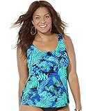 Swimsuits For All Women's Classic Tankini Top - 28, Bright Palms (Plus