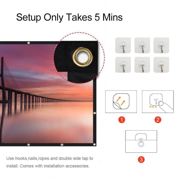 Image of Projector Screen 100 inch 16:9 HD Foldable Anti-Crease Portable Projection Movies Screen for Home Theater Outdoor Indoor Support Double Sided Projection