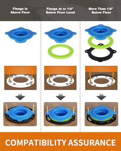 boeemi Toilet Flange Repair Kit with Elastic Wax Ring- Premium Toilet Seal and Gasket Replacement, Fits 3