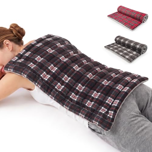 Image of Extra Large Microwave Heating Pad for Back, 24.4 X 14.17 Tartan Black