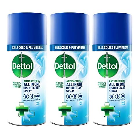 Dettol All-in-One Disinfectant Spray Crisp Linen, 400 ml, Pack of 3 (Packaging May Vary) Cover