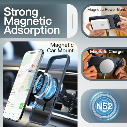 Image of JETech Magnetic Case for iPhone Air Compatible with MagSafe, Translucent Matte Back Slim Minimalist Shockproof Phone Cover, 6.5-Inch Display (Storm Blue)