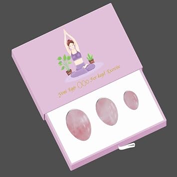 Natural Rose Quartz Yoni Egg Jade Eggs Women Kegel Exerciser Vaginal Muscles Tightening Ball Crystal Yoni Wand Kegel Eggs,Undrill Egg-Pink Box