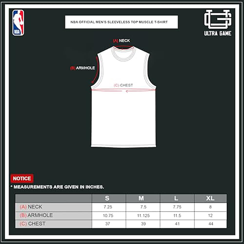 Ultra Game Camiseta sin mangas oficial de la NBA para hombre