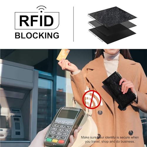 Image of Travelambo RFID Wallet Women Large Size Bifold Multi Card Wallet Case with Zipper Pocke Credit Card Holder for Women