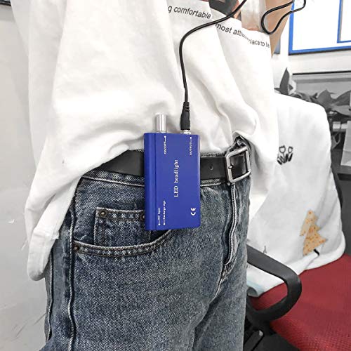 BONEW Zahnärztliche chirurgische Scheinwerfer-Scheinwerfer, 5 W, LED, hohe Leistung, Helligkeit, hängende Batterie mit Filter, Clip-On-Typ + Stoffetui für alle Brillen (blau)