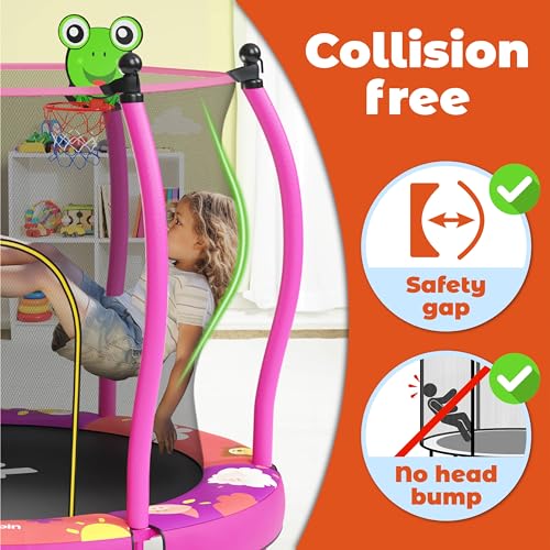 Happin Trampoline pour tout-petits de 140 cm, ensemble de jeu intérieur et extérieur de 1 à 6 ans, trampoline pour enfants, mini trampoline ultra sûr pour enfants avec filet de sécurité, cadeaux – Image 3