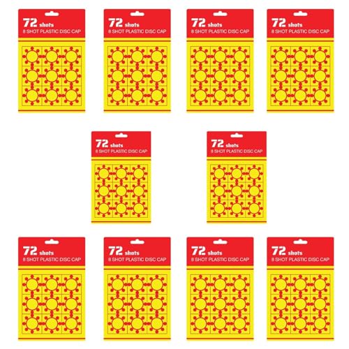 MSQUARE 8 Shots Plastic Disc Cap Durable And Long Lasting Fun Easy To Use Improve Hand-Eye Coordination Perfect For Role Play Parties And Collectors (10 Sheets)